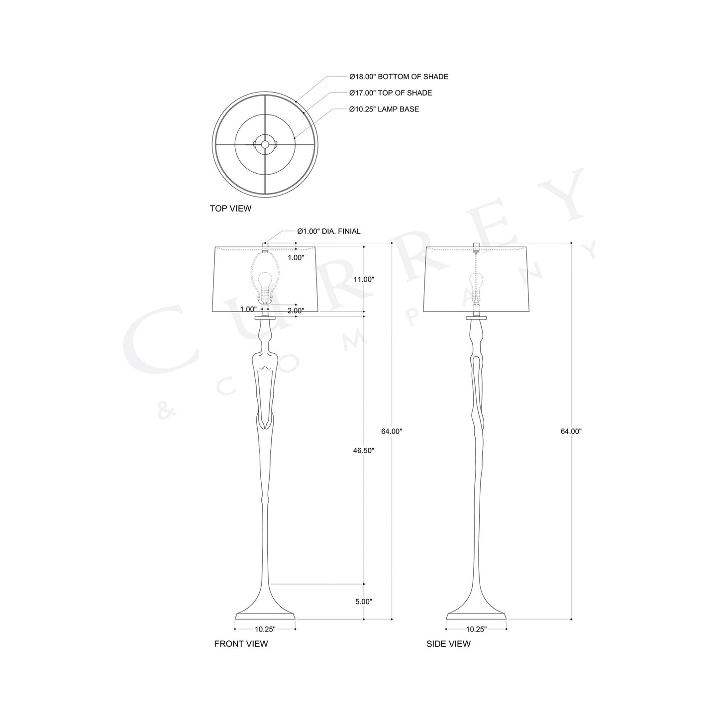 Mirage Floor Lamp - line drawing.