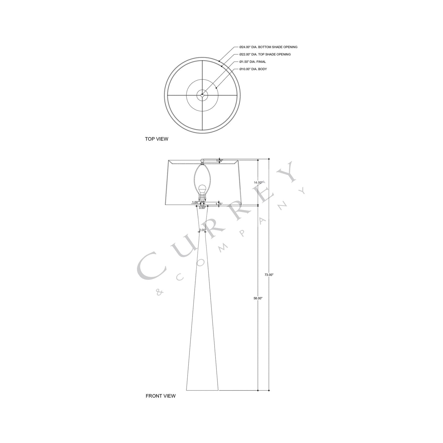Montenegro Floor Lamp - line drawing.
