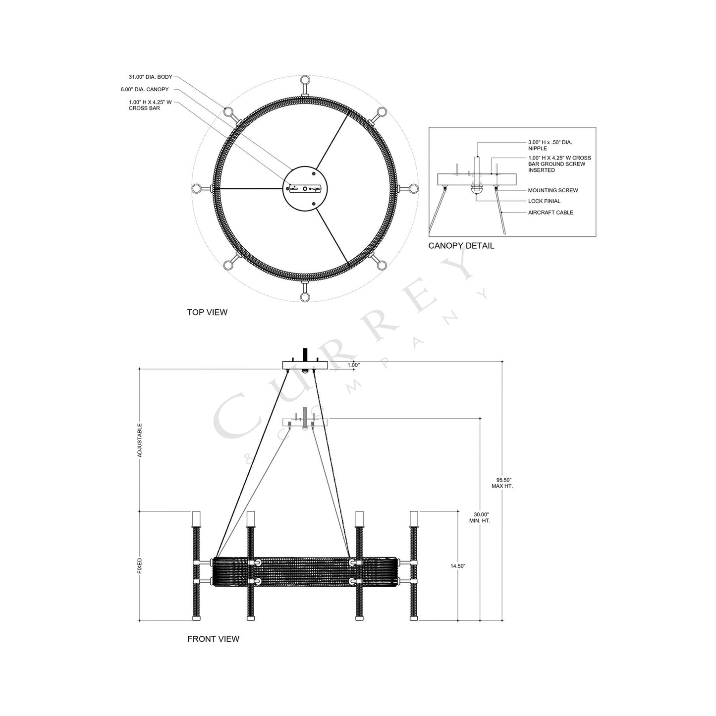 Monzie Chandelier - line drawing.