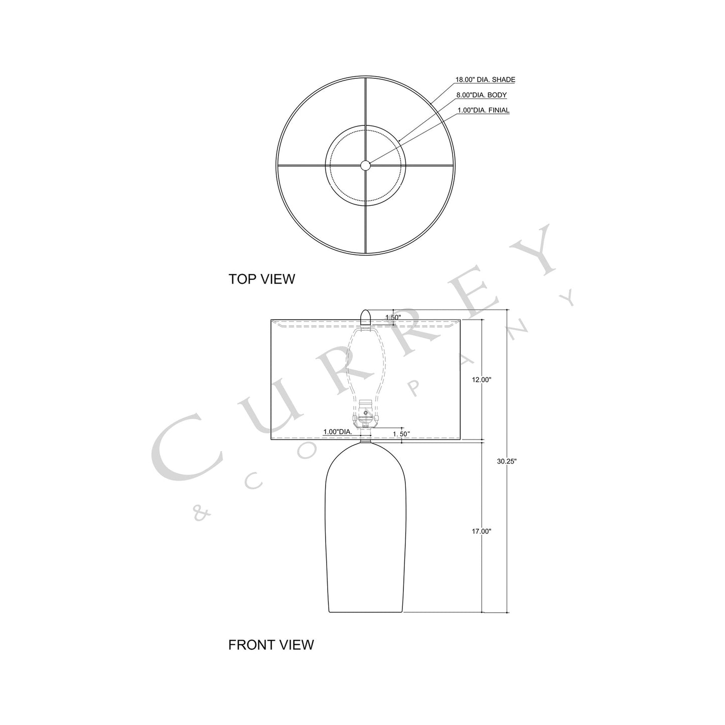 Munby Table Lamp - line drawing.