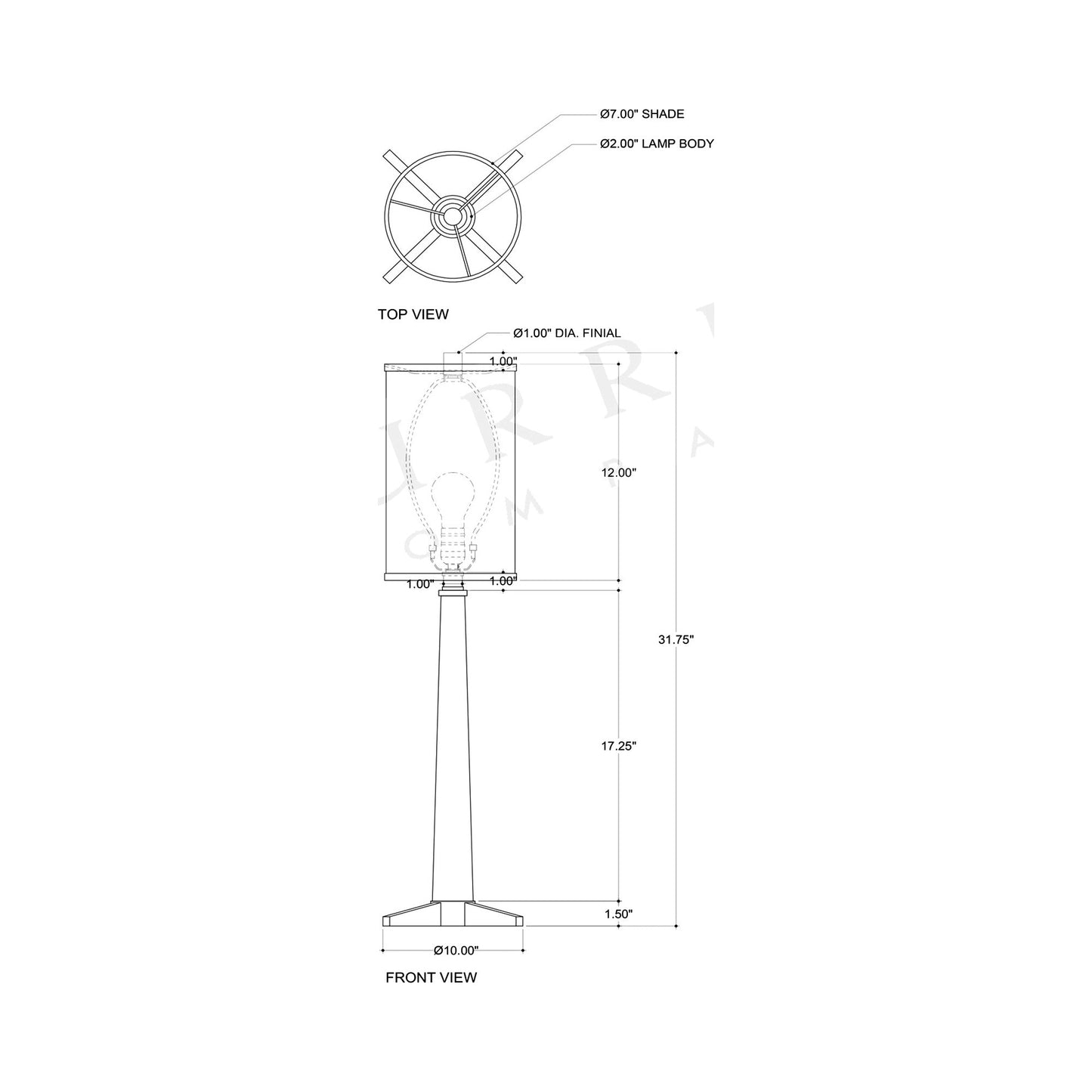 Munroe Table Lamp - line drawing.
