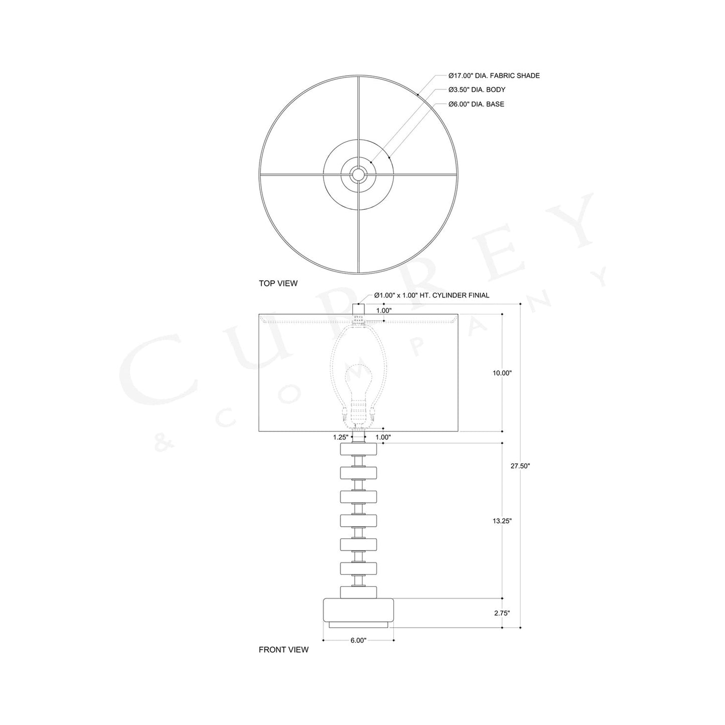 Mystras Table Lamp - line drawing.