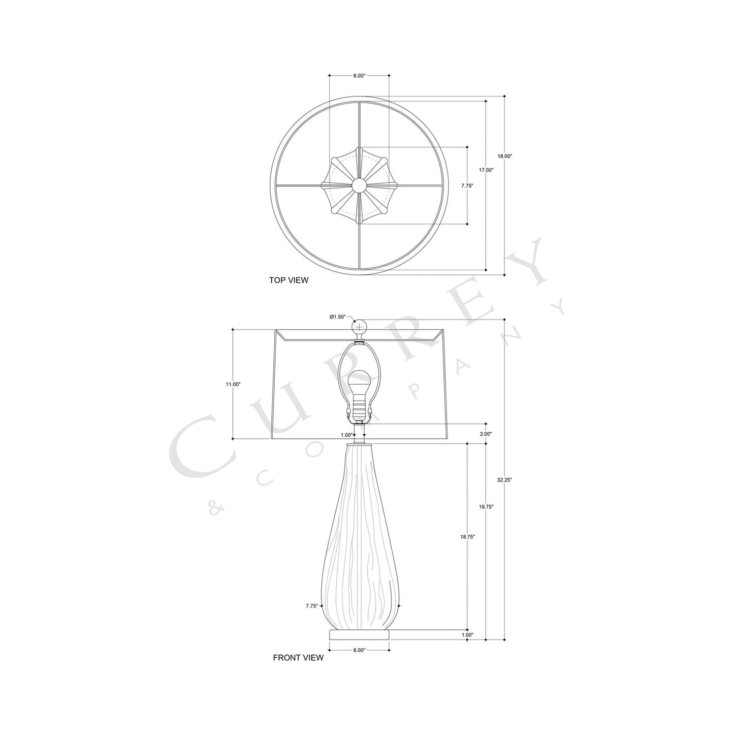 Nightcap Table Lamp - line drawing.