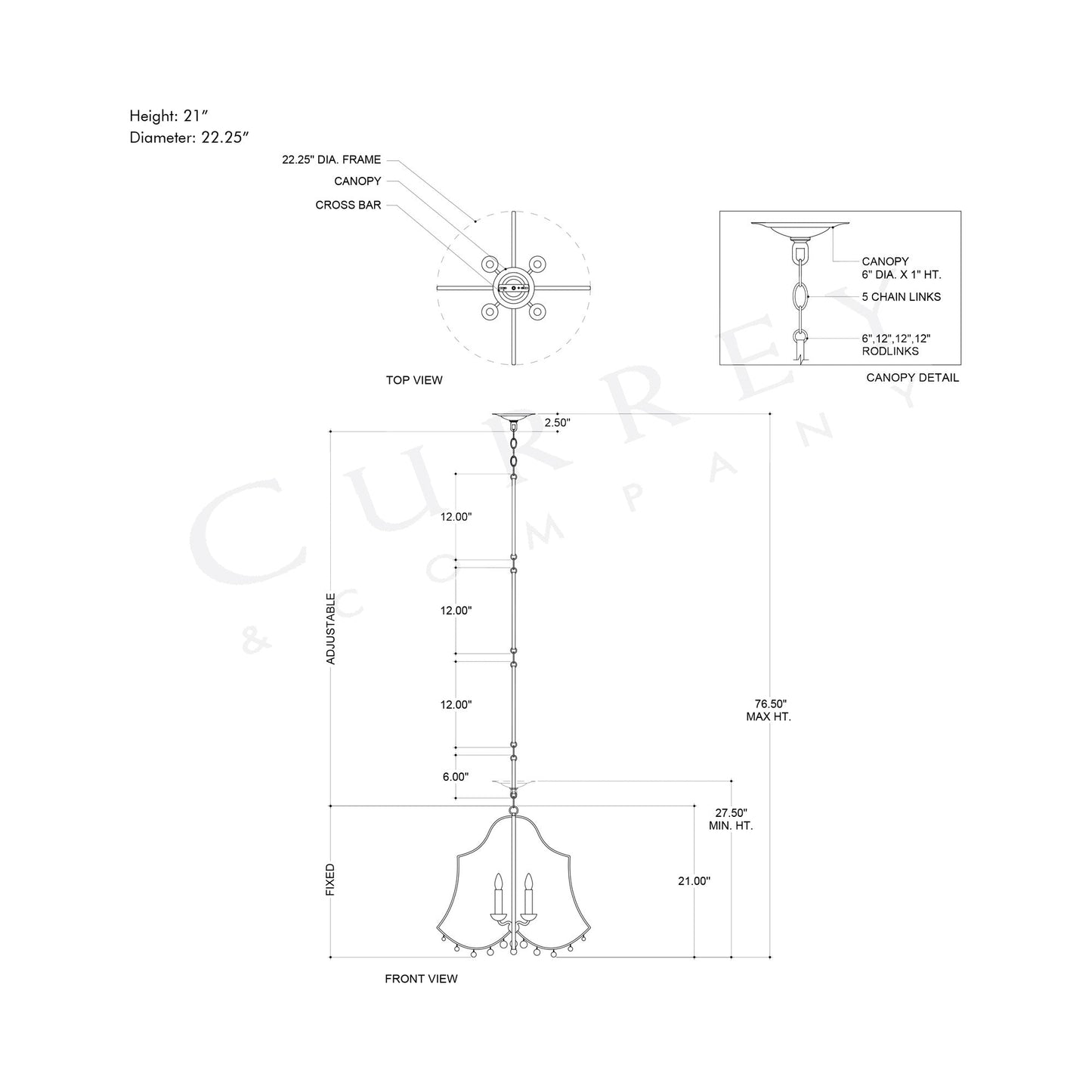 Nimes Chandelier - line drawing.