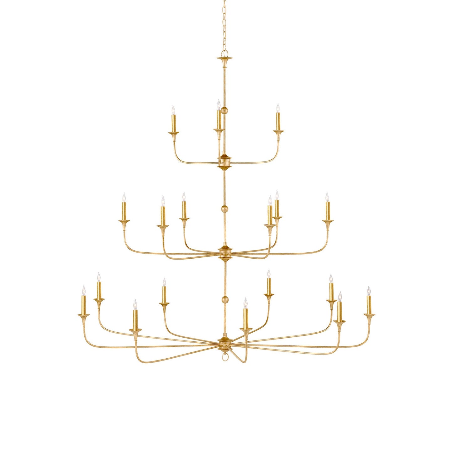 Nottaway Multi Light Chandelier in Contemporary Gold Leaf (3-Tier).