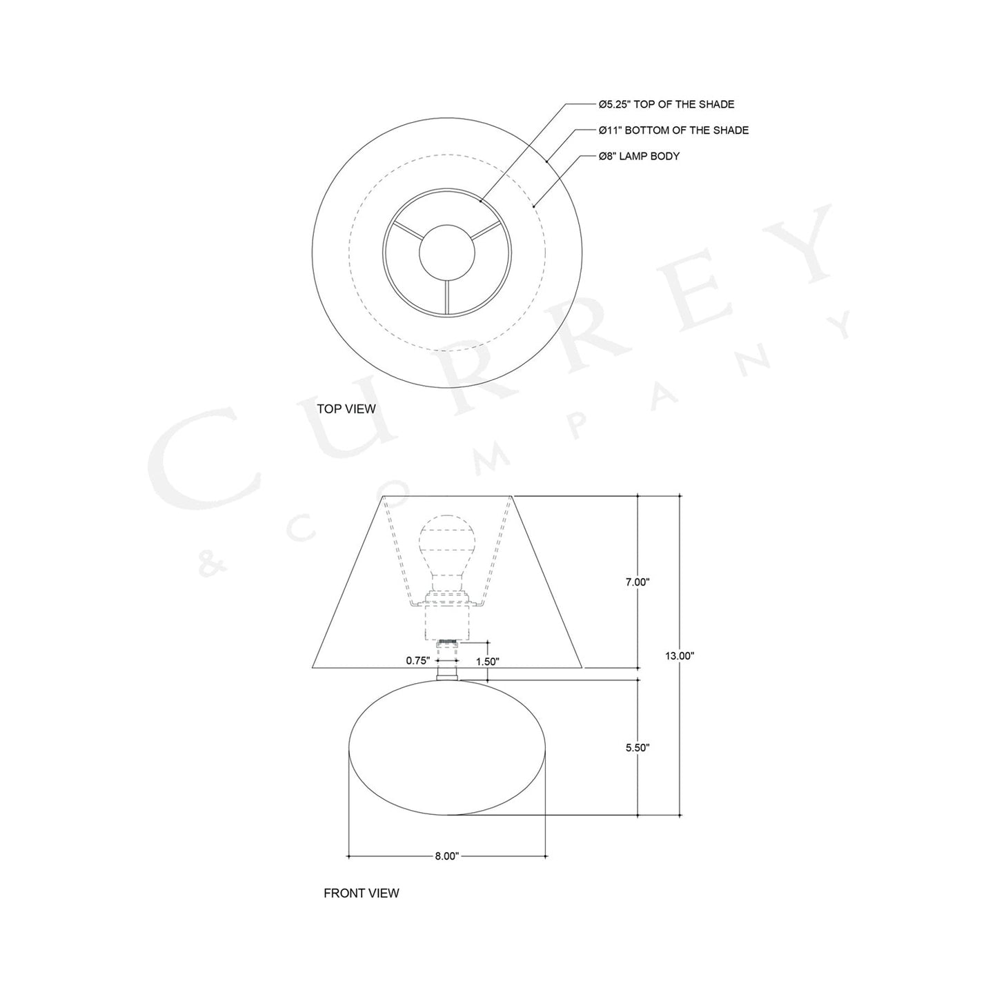 Odette Table Lamp - line drawing.