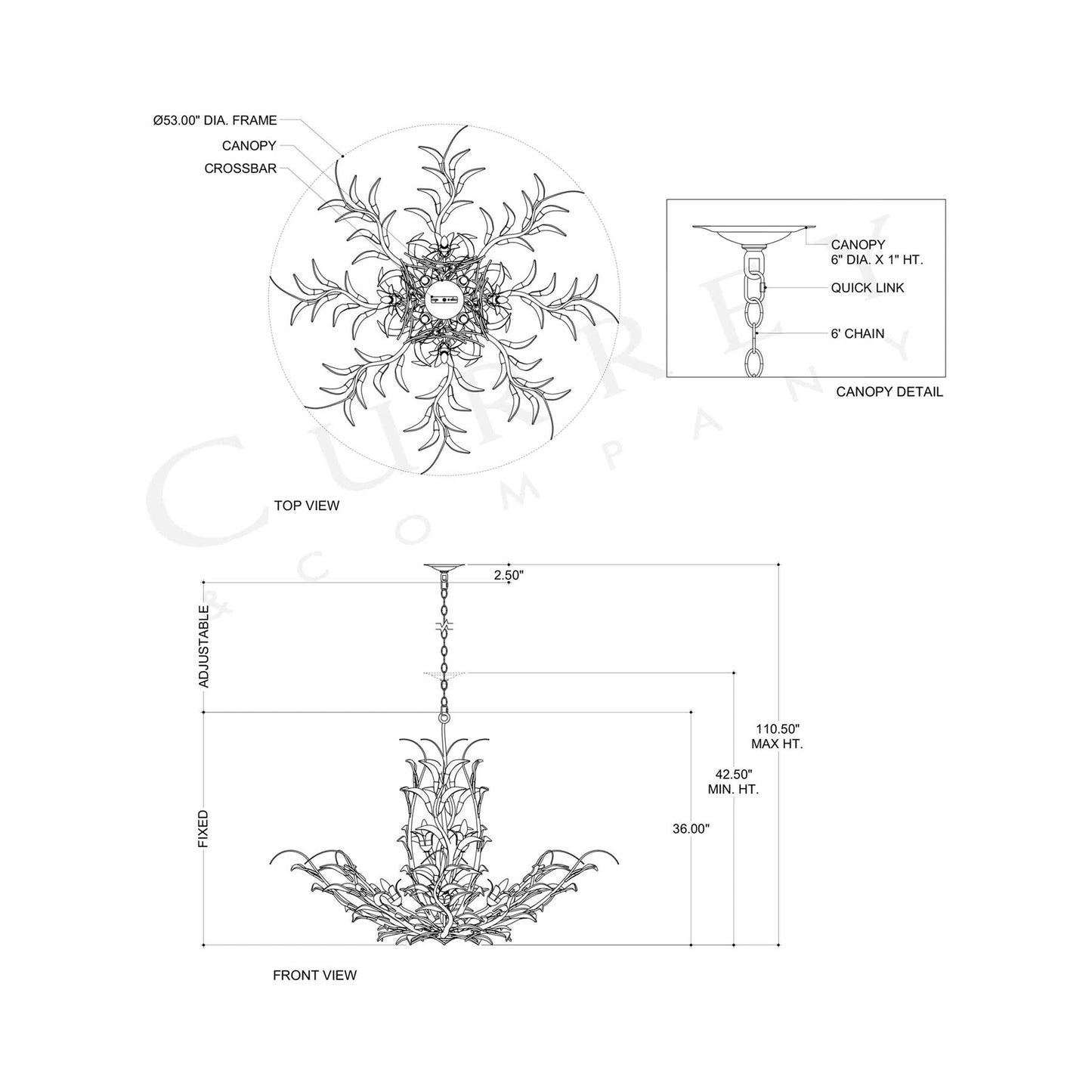 Odile Chandelier - line drawing.