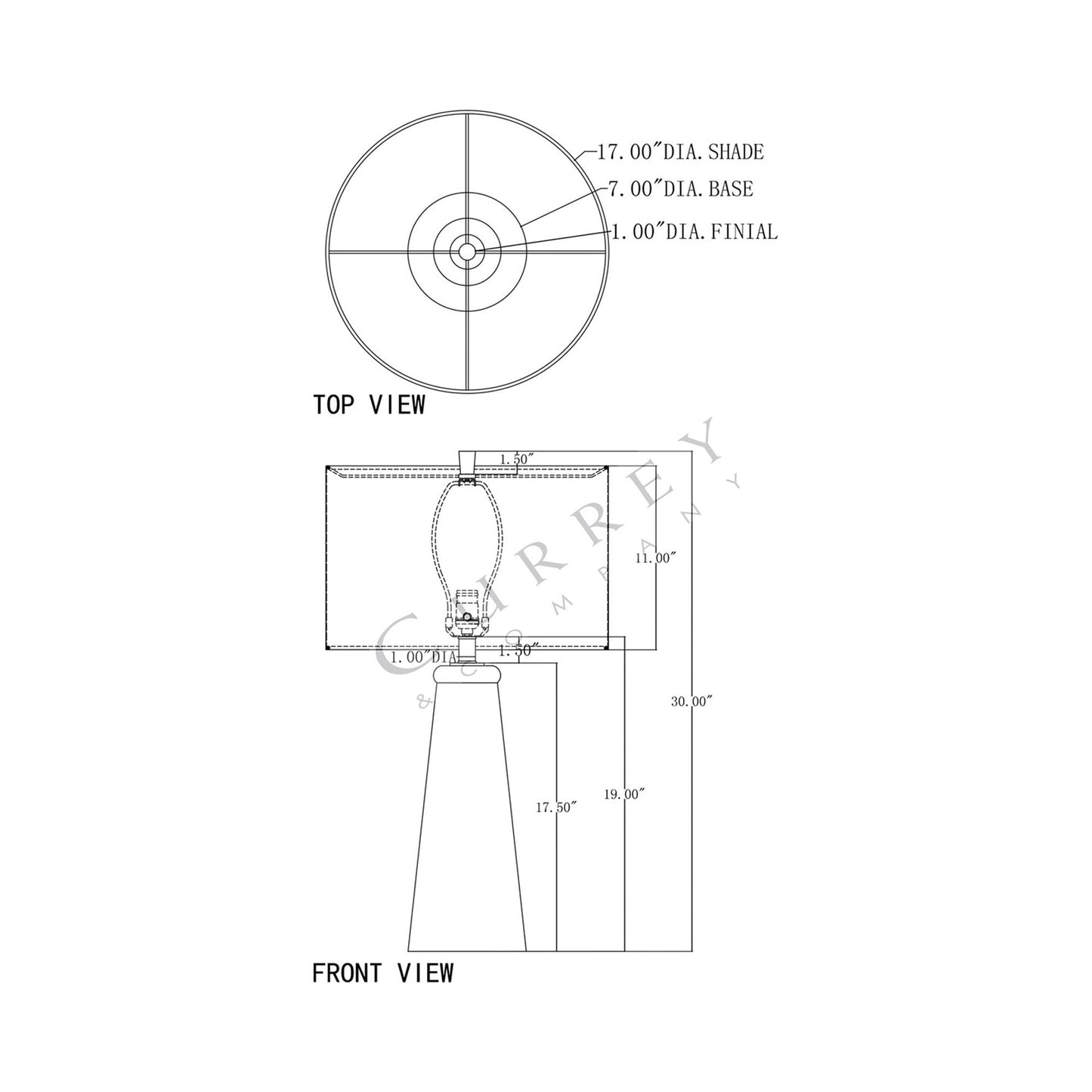 Oldwalls Table Lamp - line drawing.
