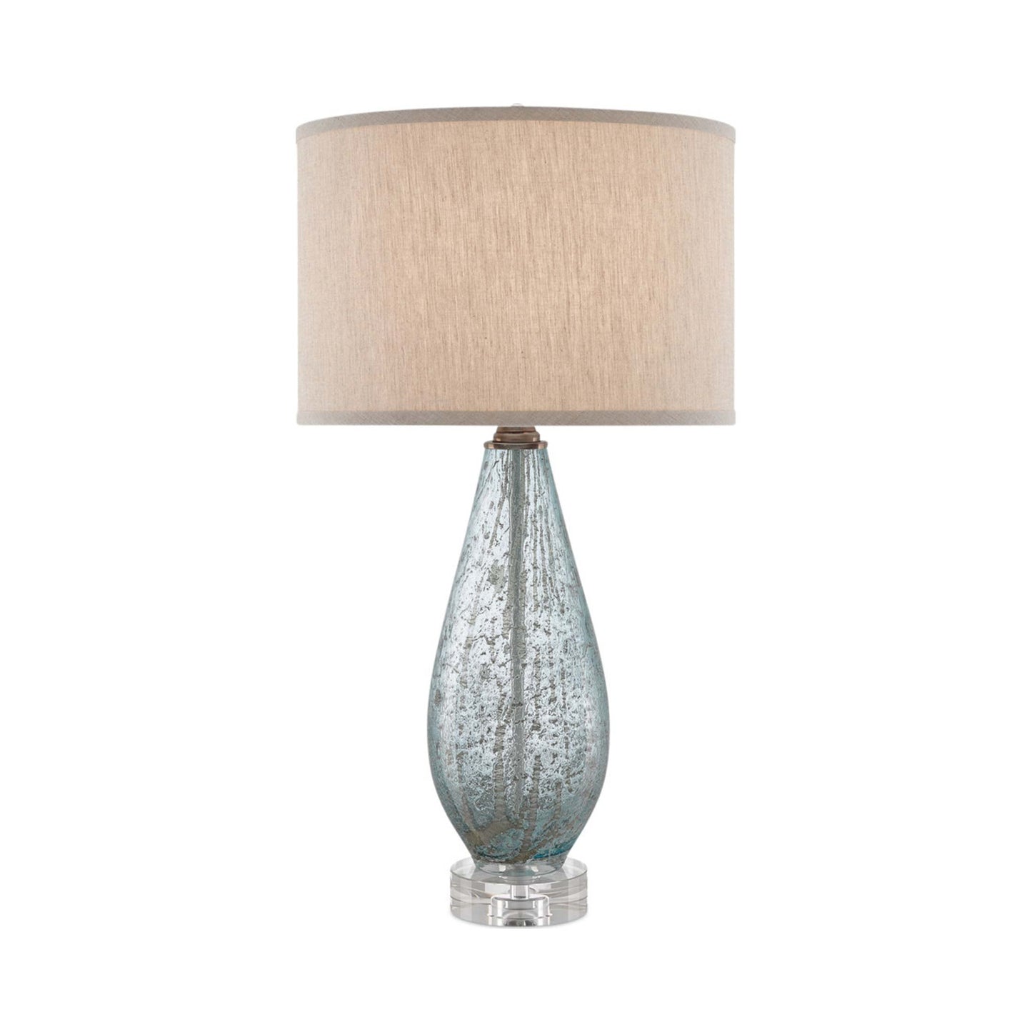 Optimist Table Lamp in Pale Blue Speckle.