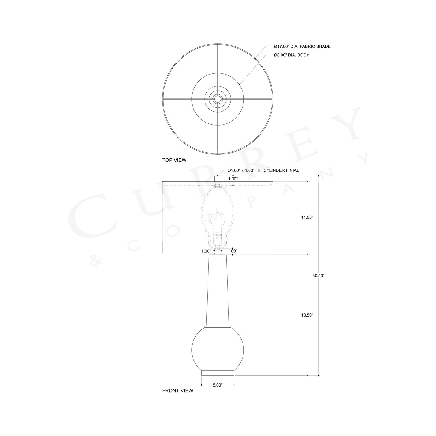 Osa Table Lamp - line drawing.