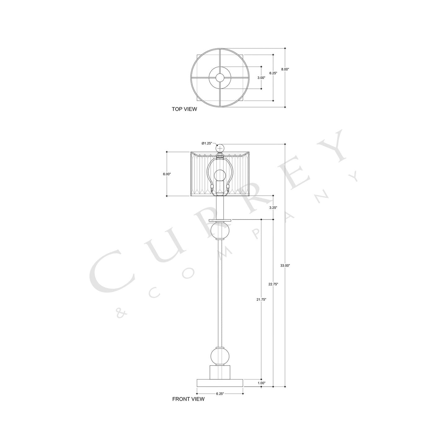 Parfait Table Lamp - line drawing.