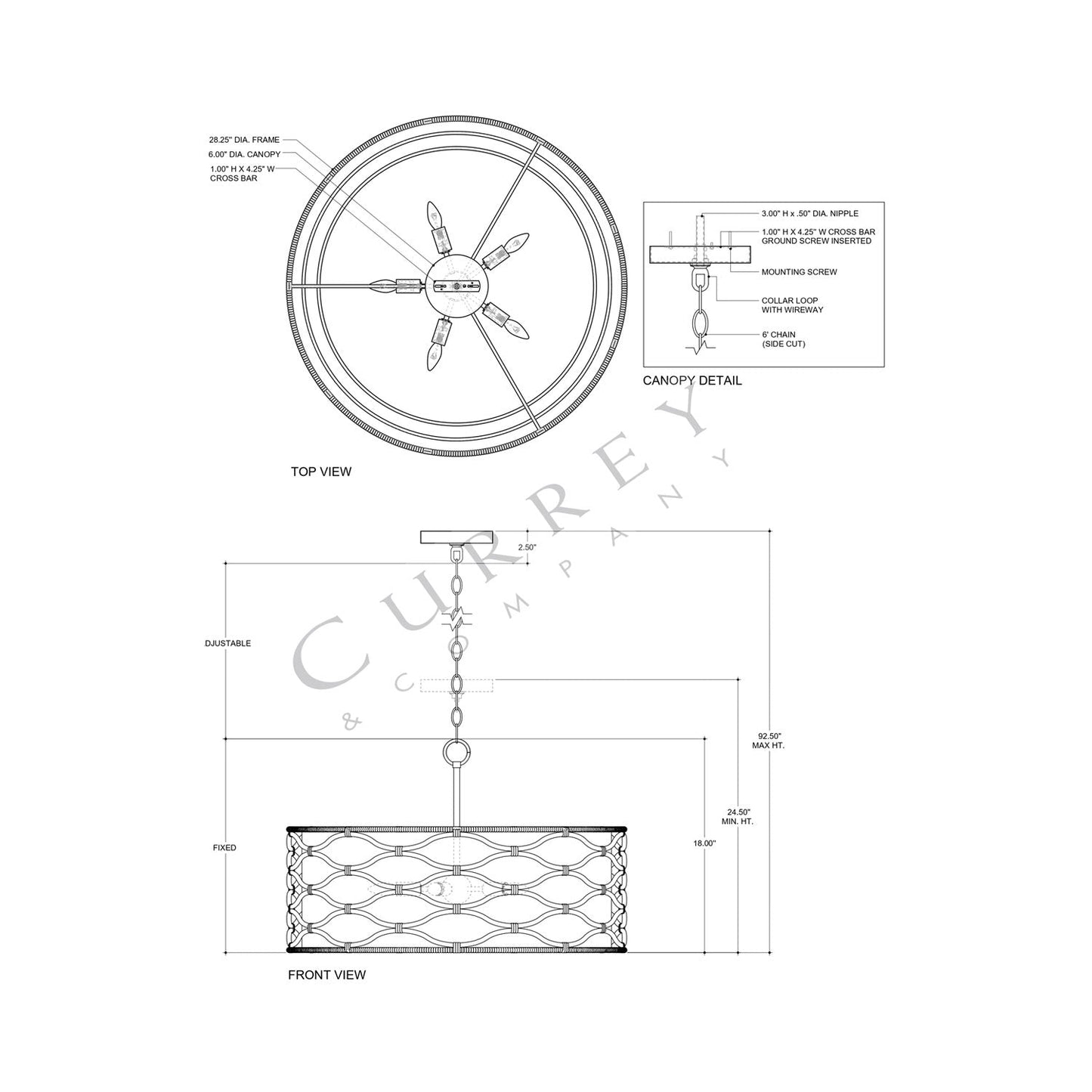 Partita Pendant Light - line drawing.
