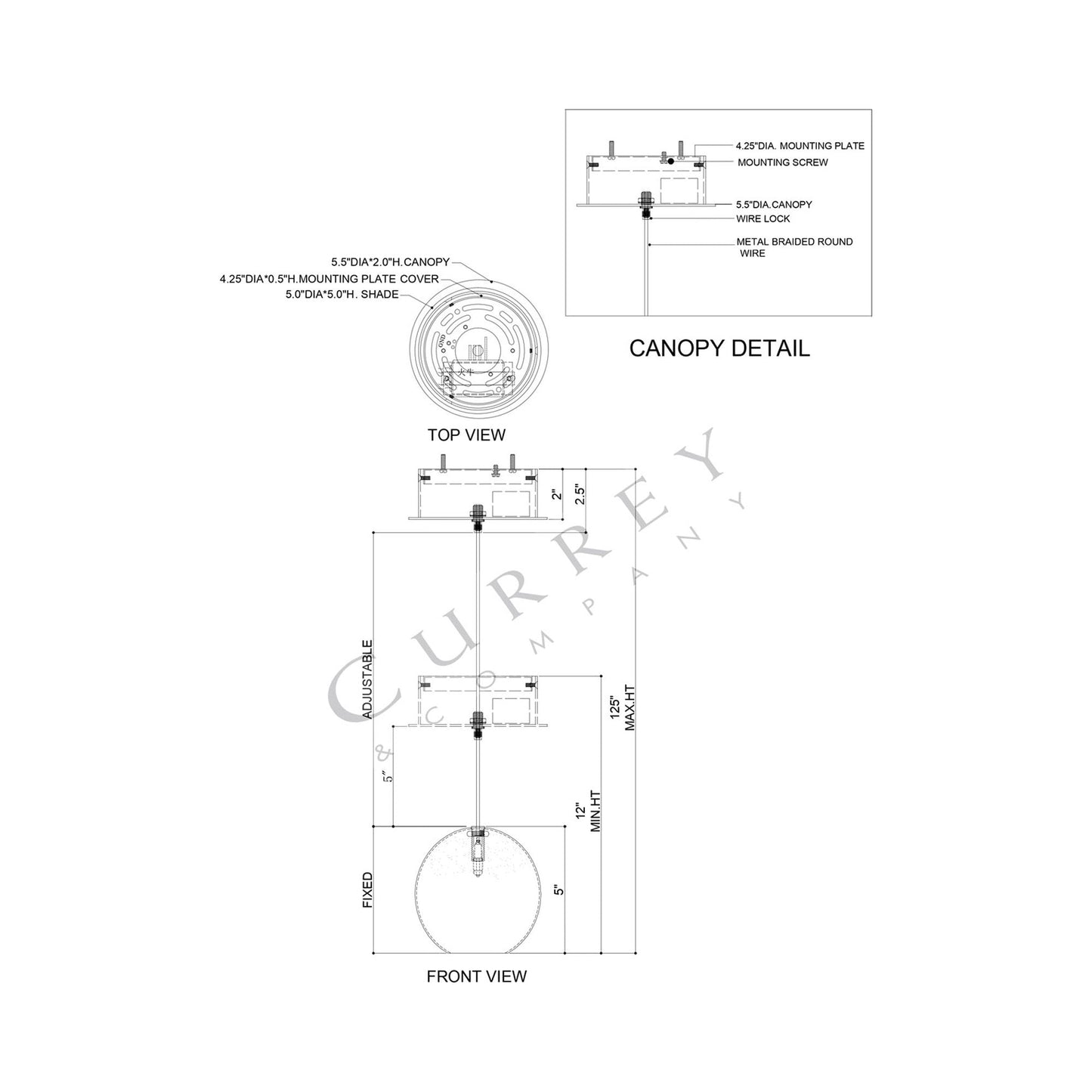 Pathos Pendant Light - line drawing.