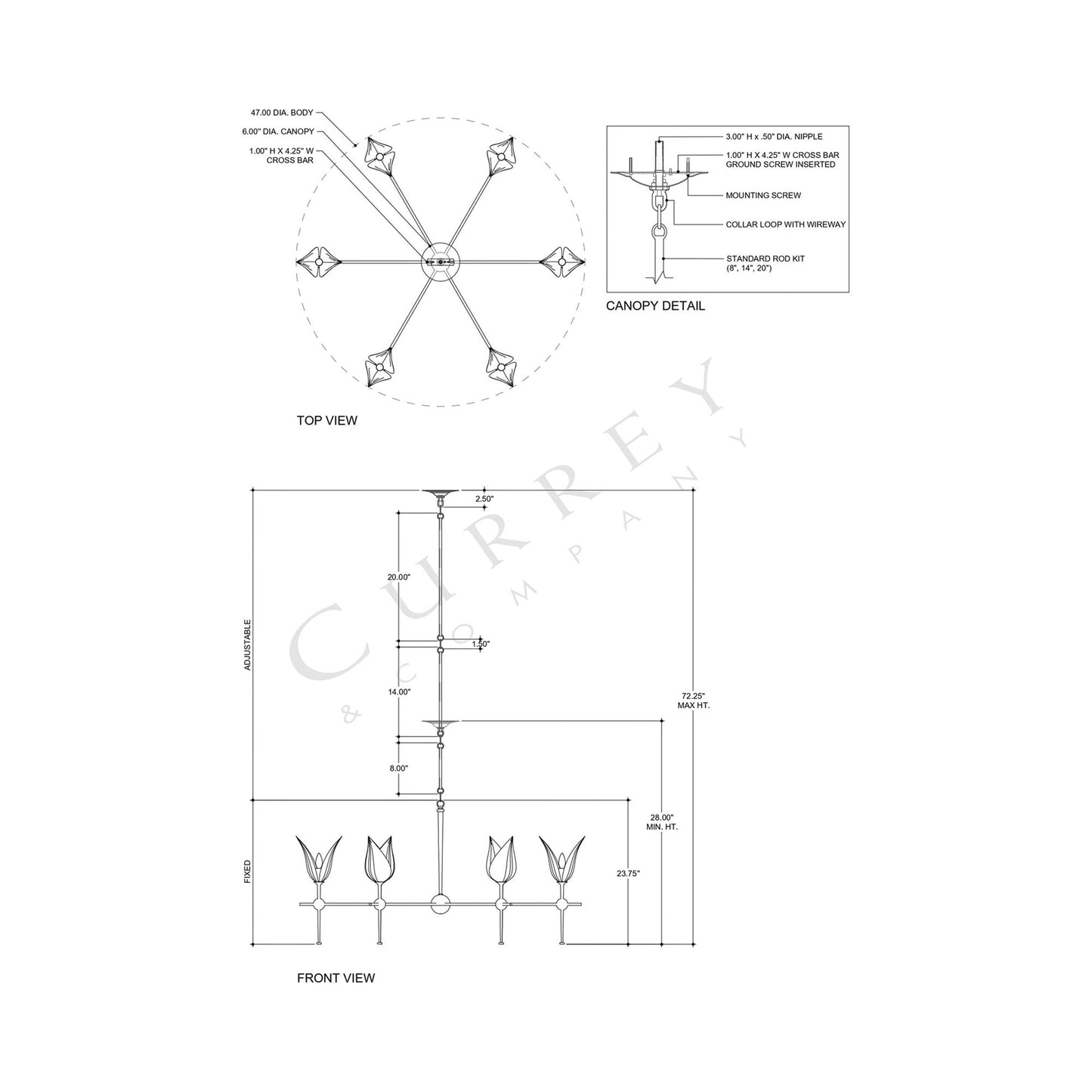 Peace Lily Chandelier - line drawing