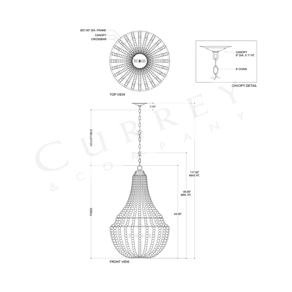Penelope Chandelier - line drawing.