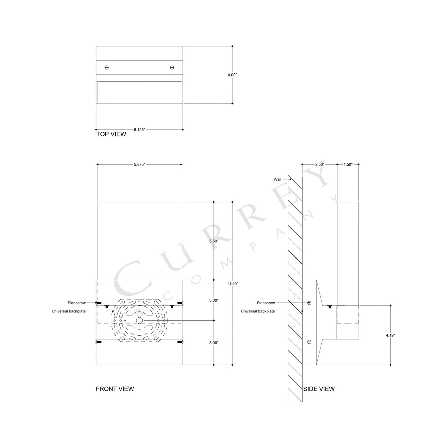 Penzance LED Wall Light - line drawing.