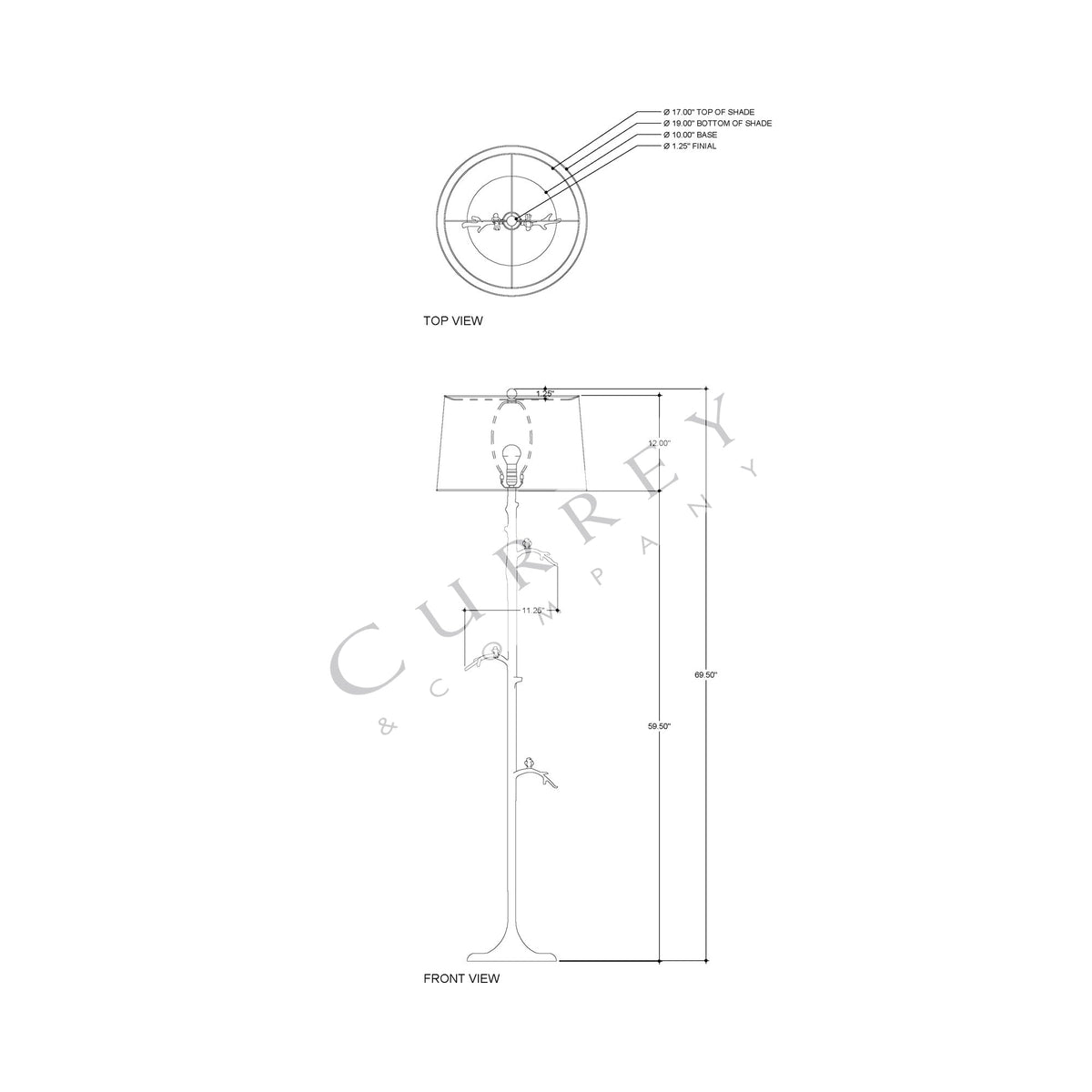 Piaf Floor Lamp - line drawing.