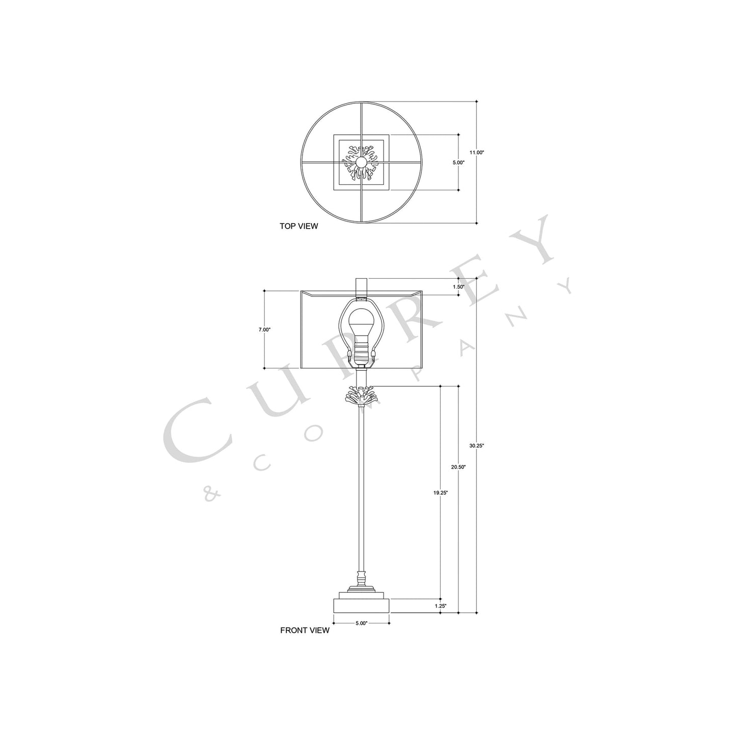 Pinegrove Table Lamp - line drawing.