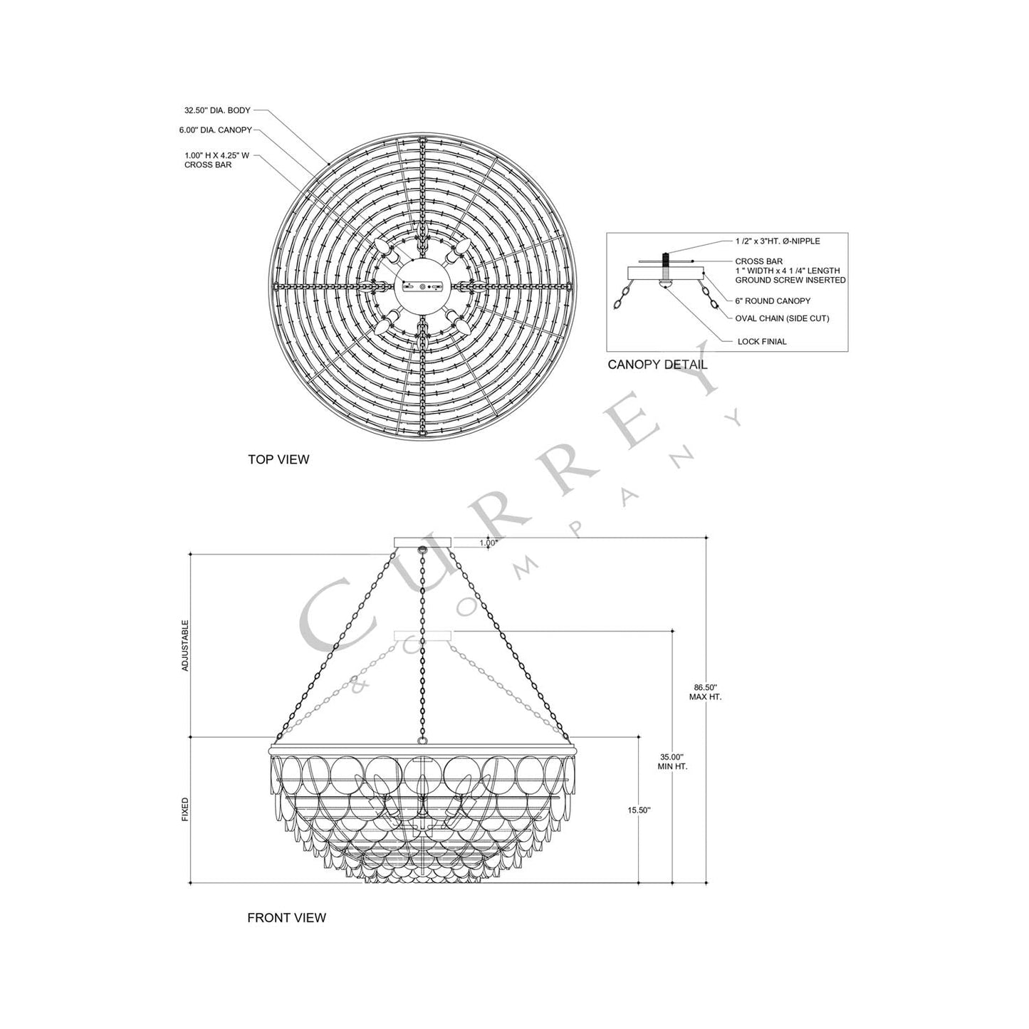 Quorum Chandelier - line drawing.
