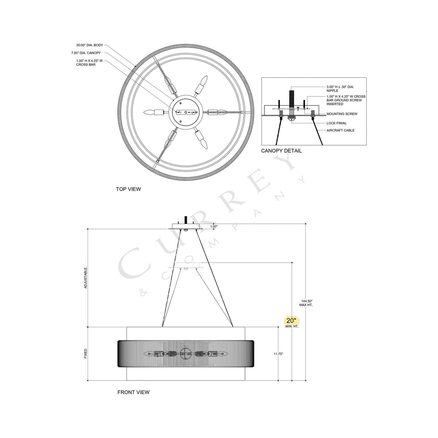 Rousham Chandelier - line drawing.