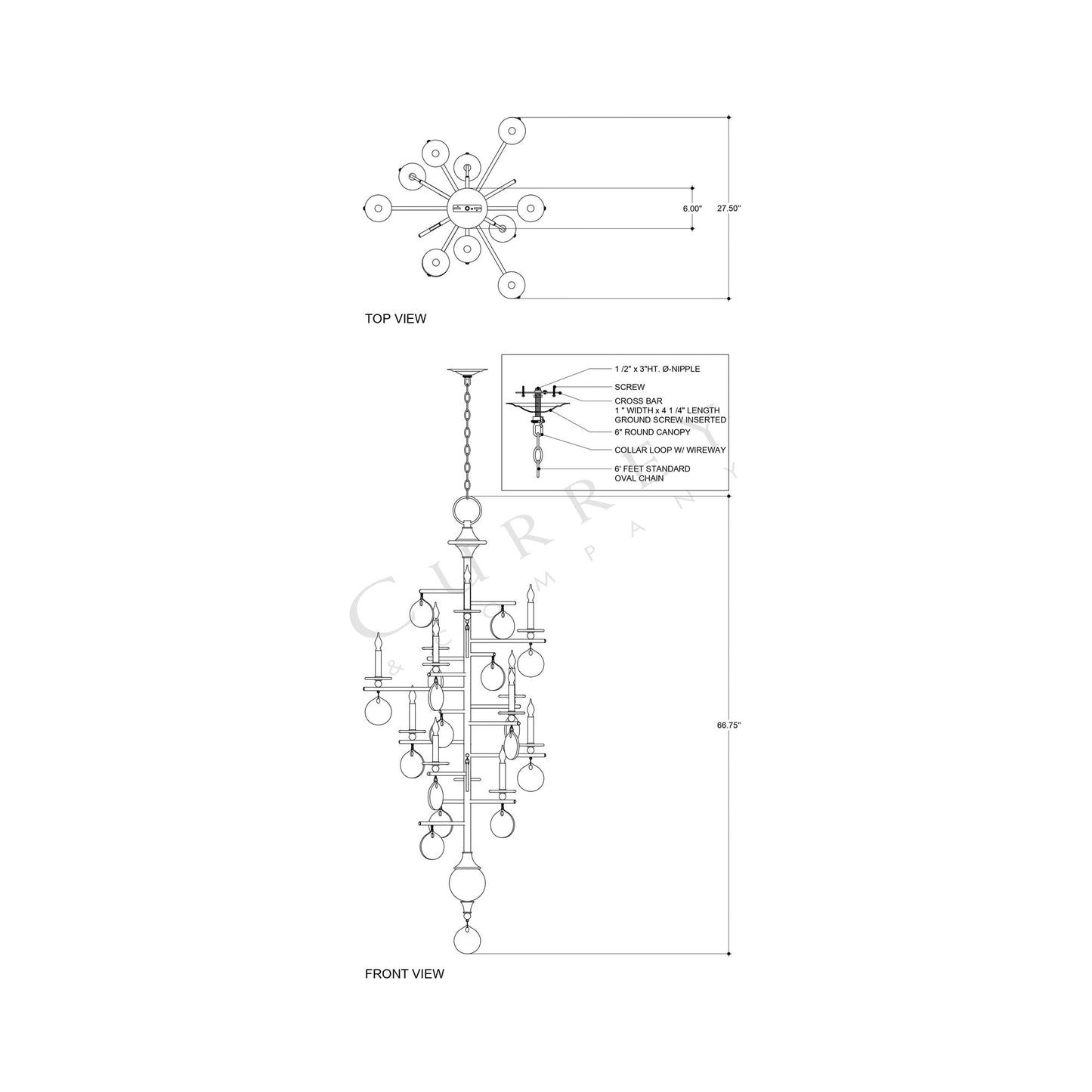 Sethos Chandelier - line drawing.