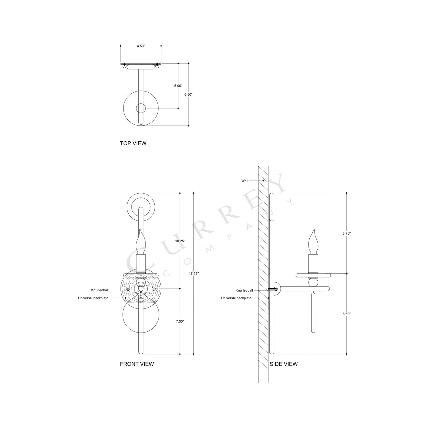 Sethos Wall Light - line drawing.