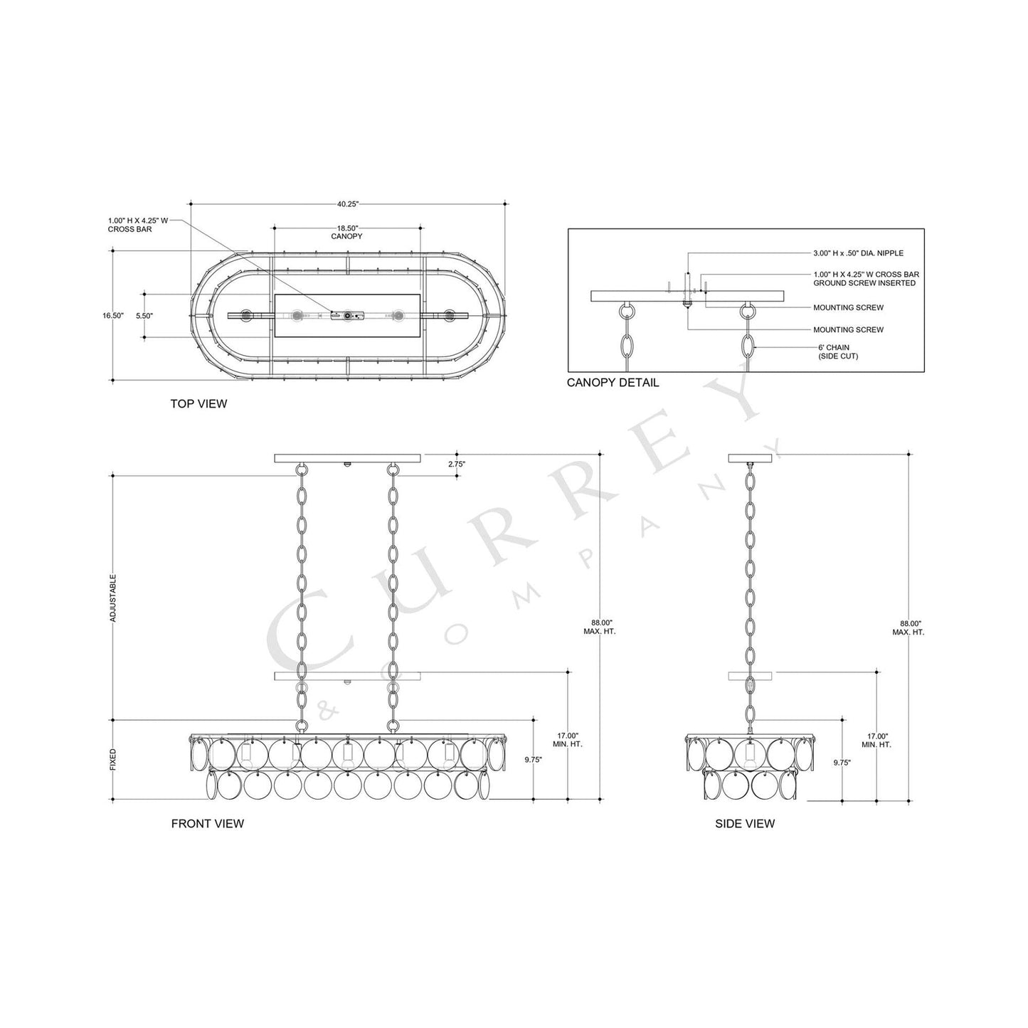 Settat Chandelier - line drawing.