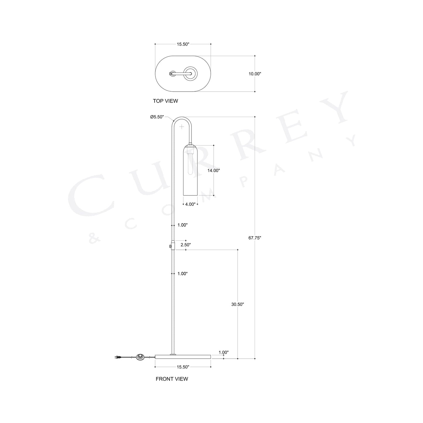 Severn Floor Lamp - line drawing.