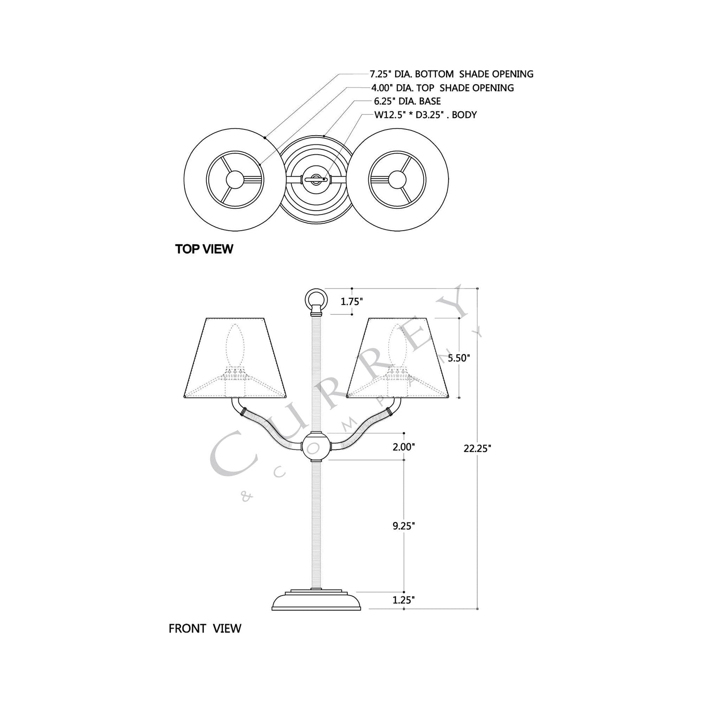 Sirocco Desk Lamp - line drawing.