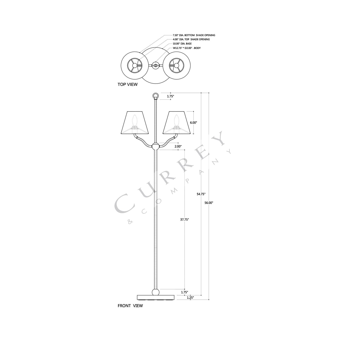 Sirocco Floor Lamp - line drawing.