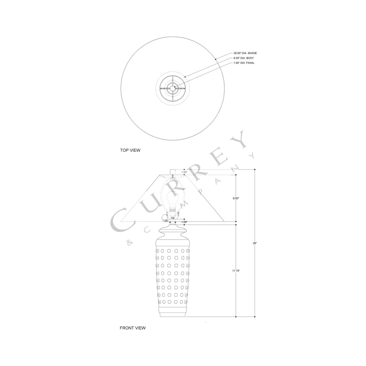 Sonoran Table Lamp - line drawing.