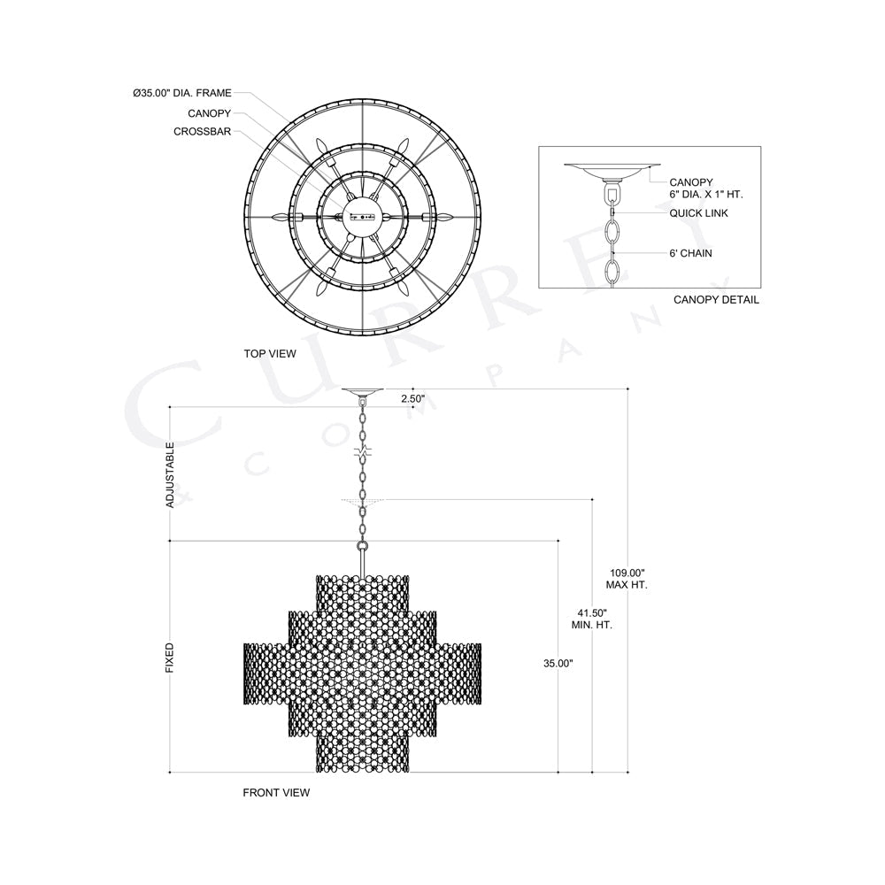 Spring Flower Chandelier - line drawing.