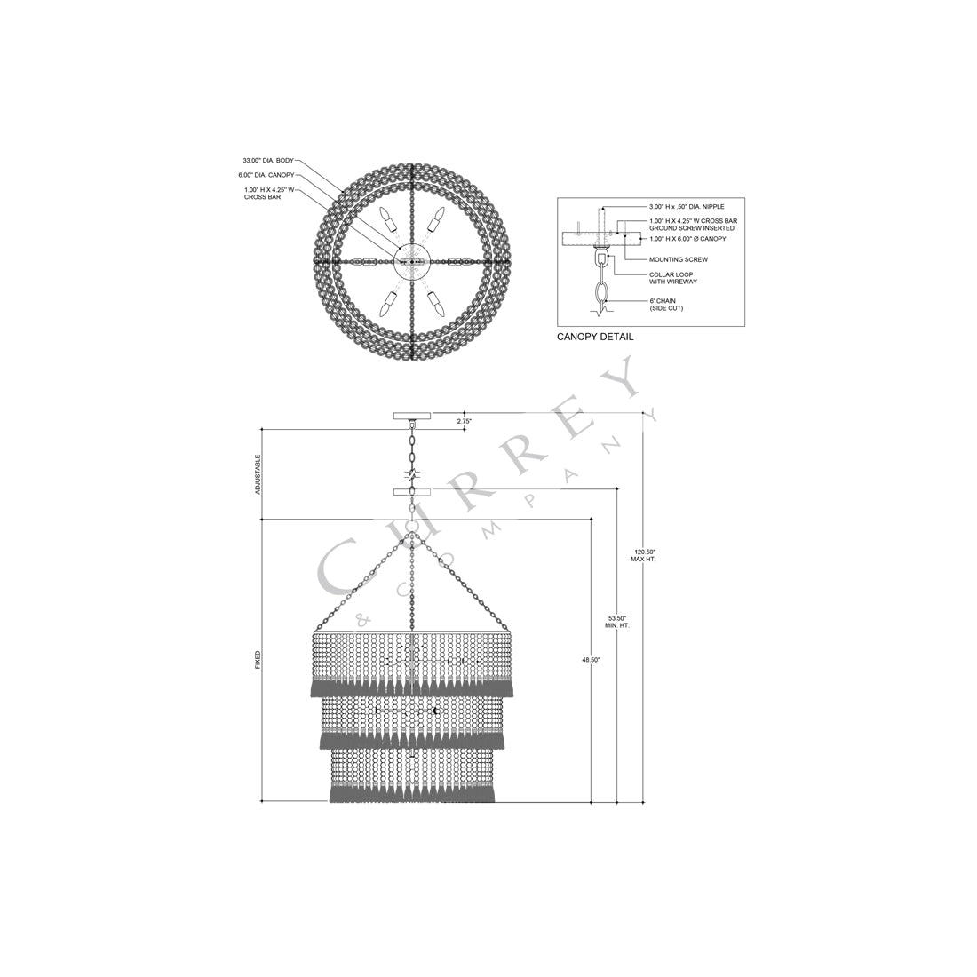 St. Barts Chandelier - line drawing.