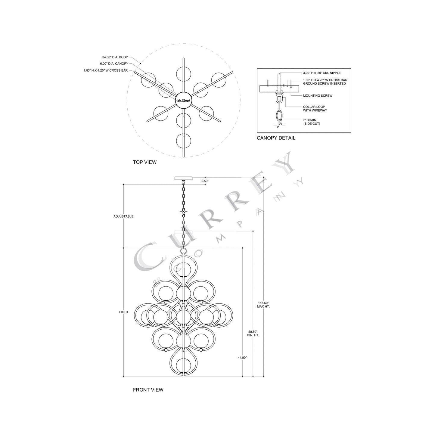 Storrs Chandelier - line drawing.