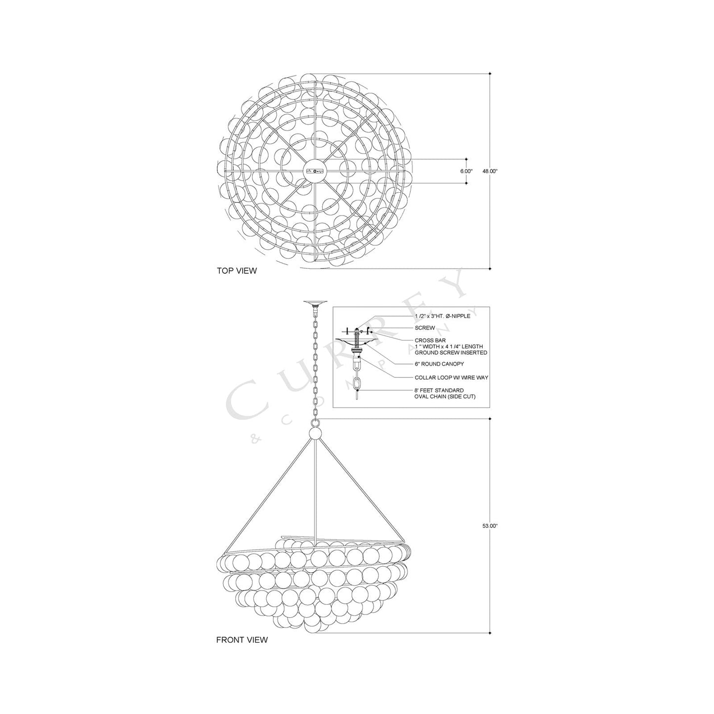 Stratosphere Chandelier - line drawing.