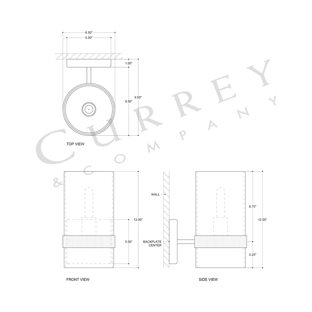 Sudeley Wall Light - line drawing.