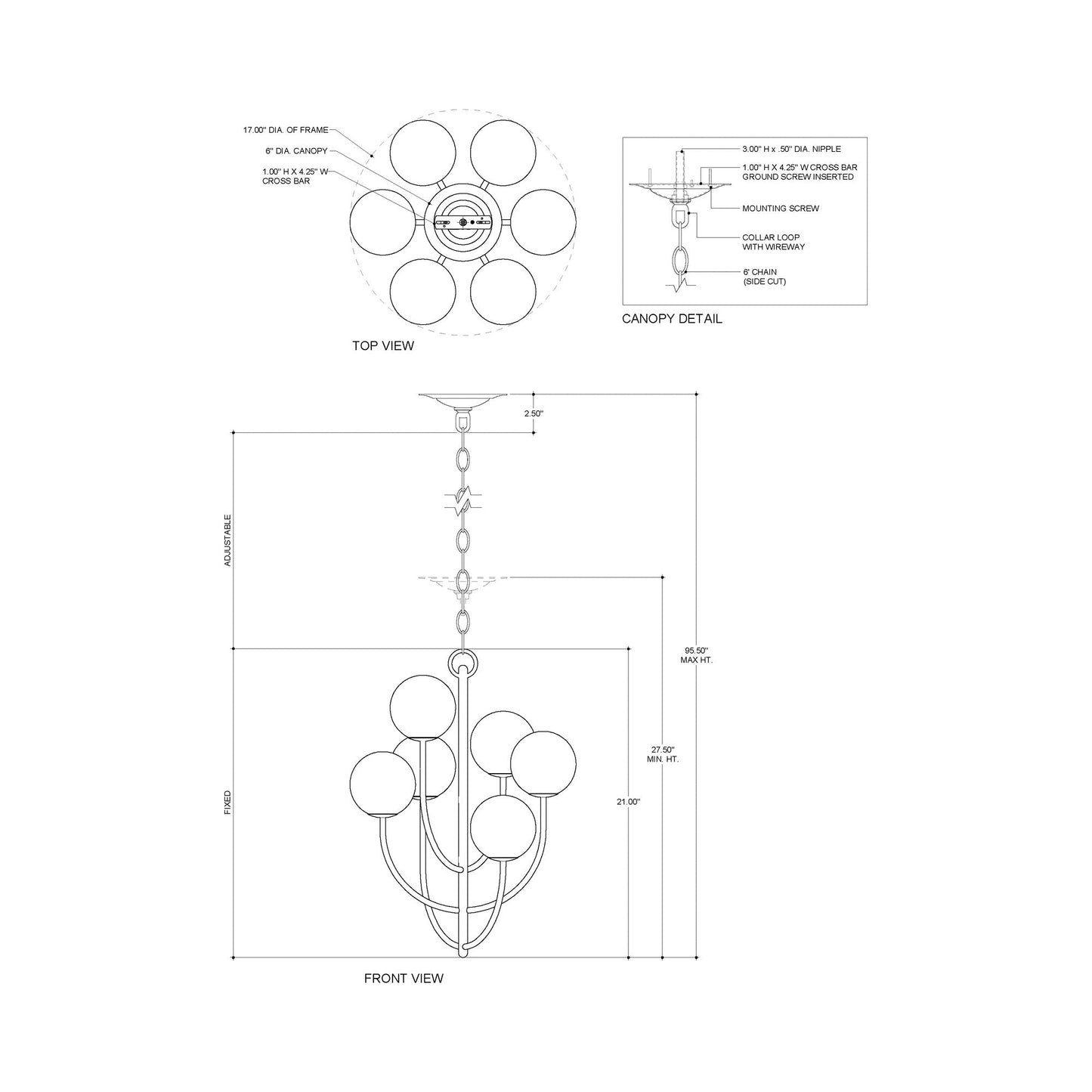 Sunnylands Chandelier - line drawing.
