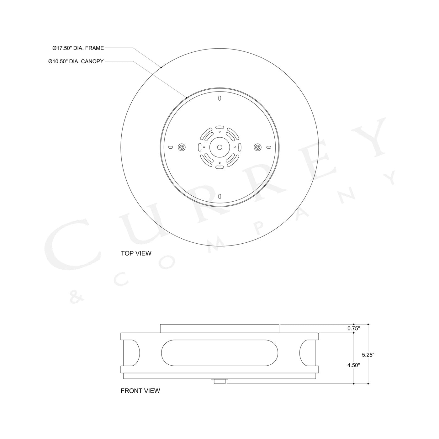 Swale Outdoor LED Flush Mount Ceiling Light - line drawing.