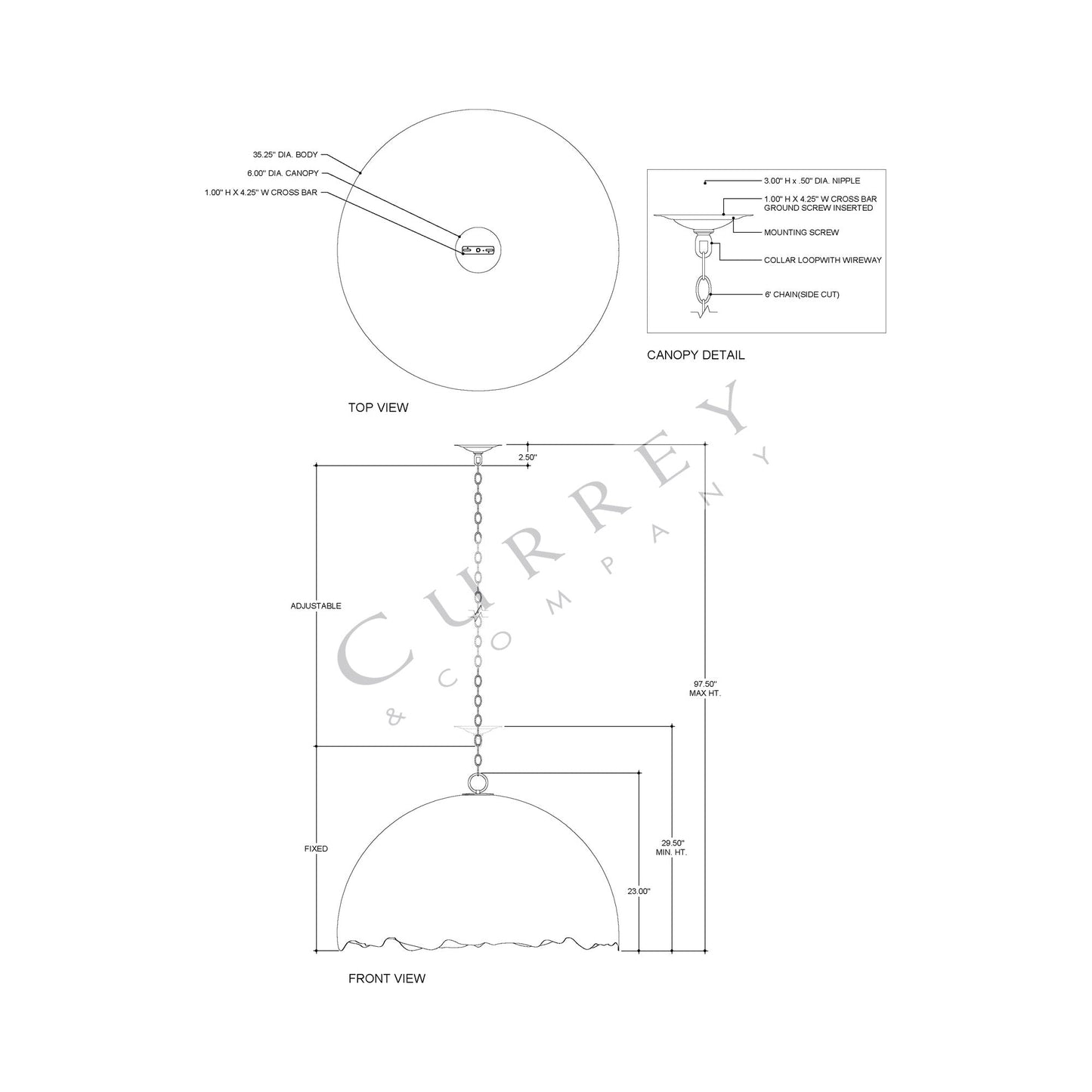 Tamago Pendant Light - line drawing.