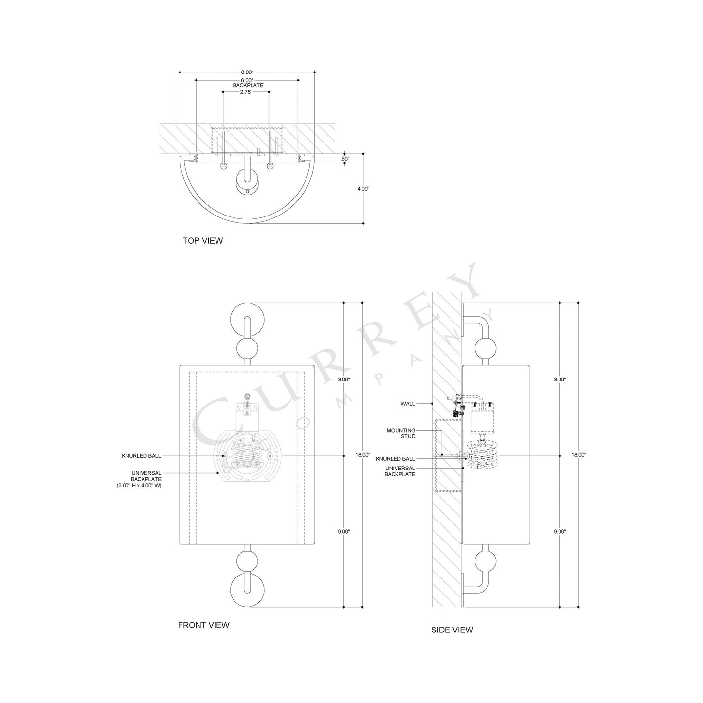Tavey Wall Light - line drawing.