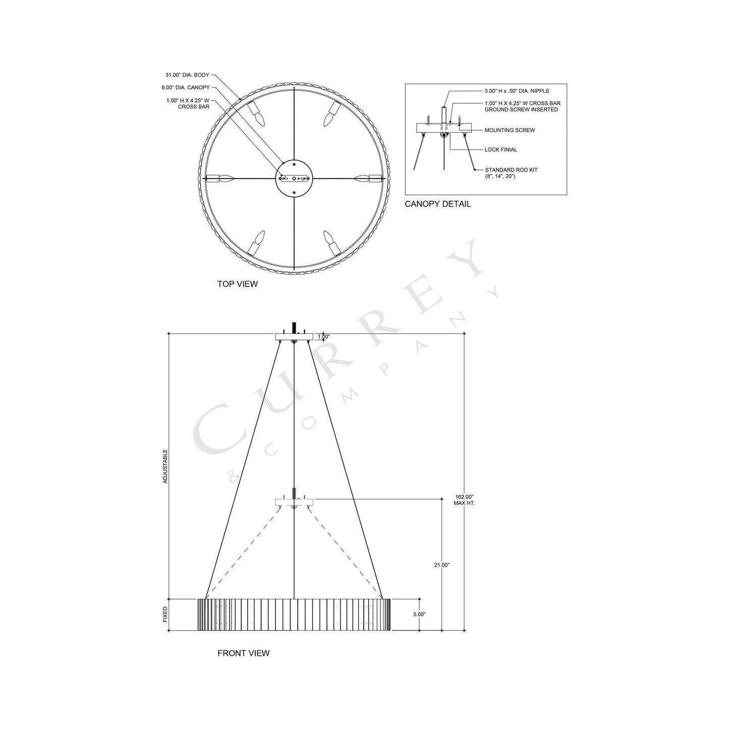 Tetterby Chandelier - line drawing.