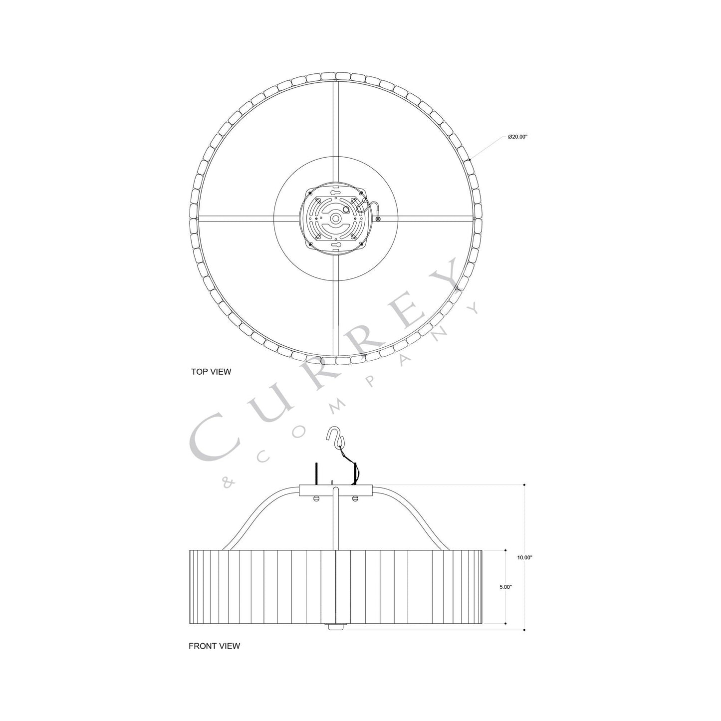 Tetterby LED Semi Flush Mount Ceiling Light - line drawing.