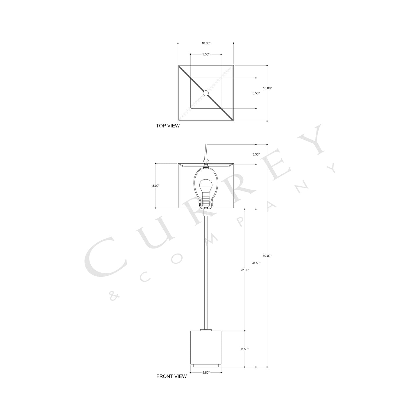 Thompson Table Lamp - line drawing.