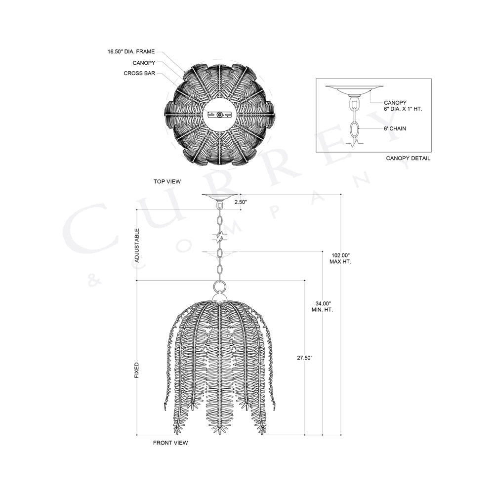 Tiptur Pendant Light - line drawing.