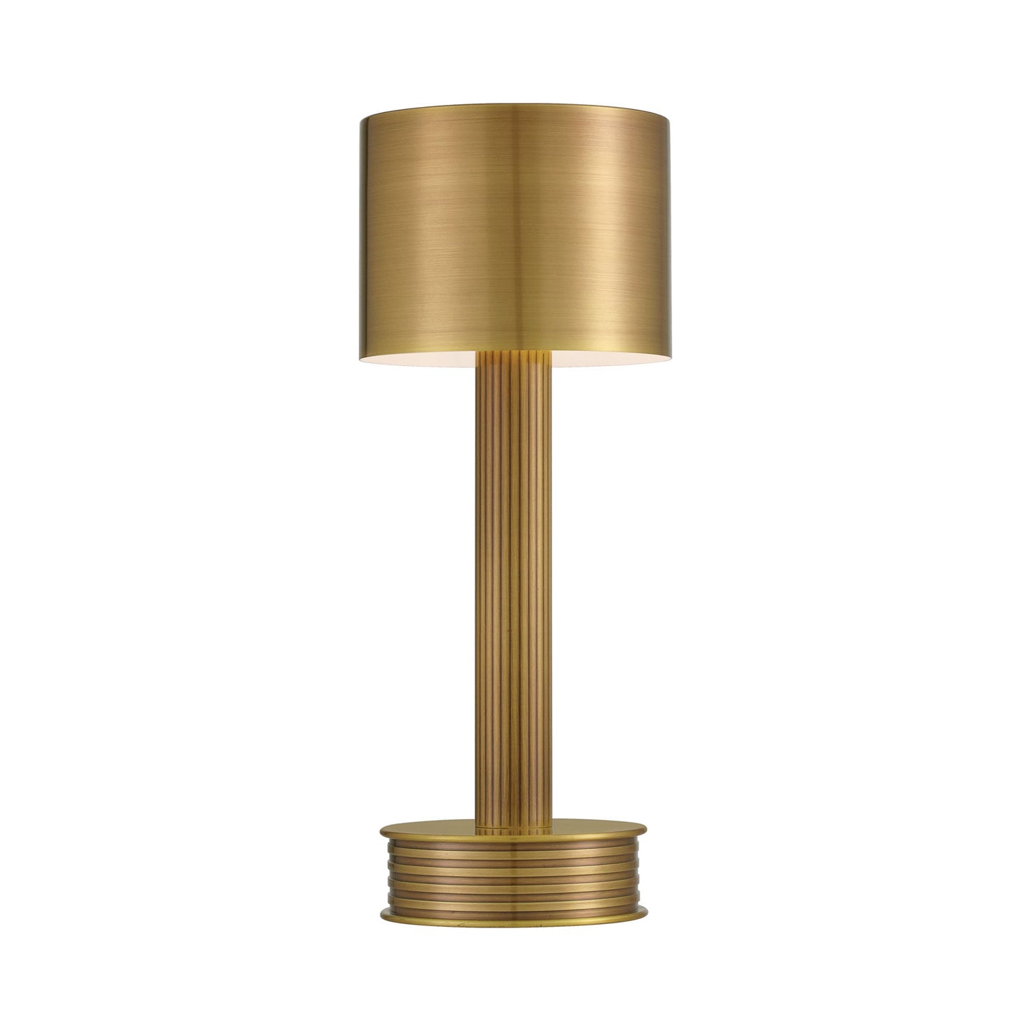 Traverse Table Lamp in Polished Antique Brass.