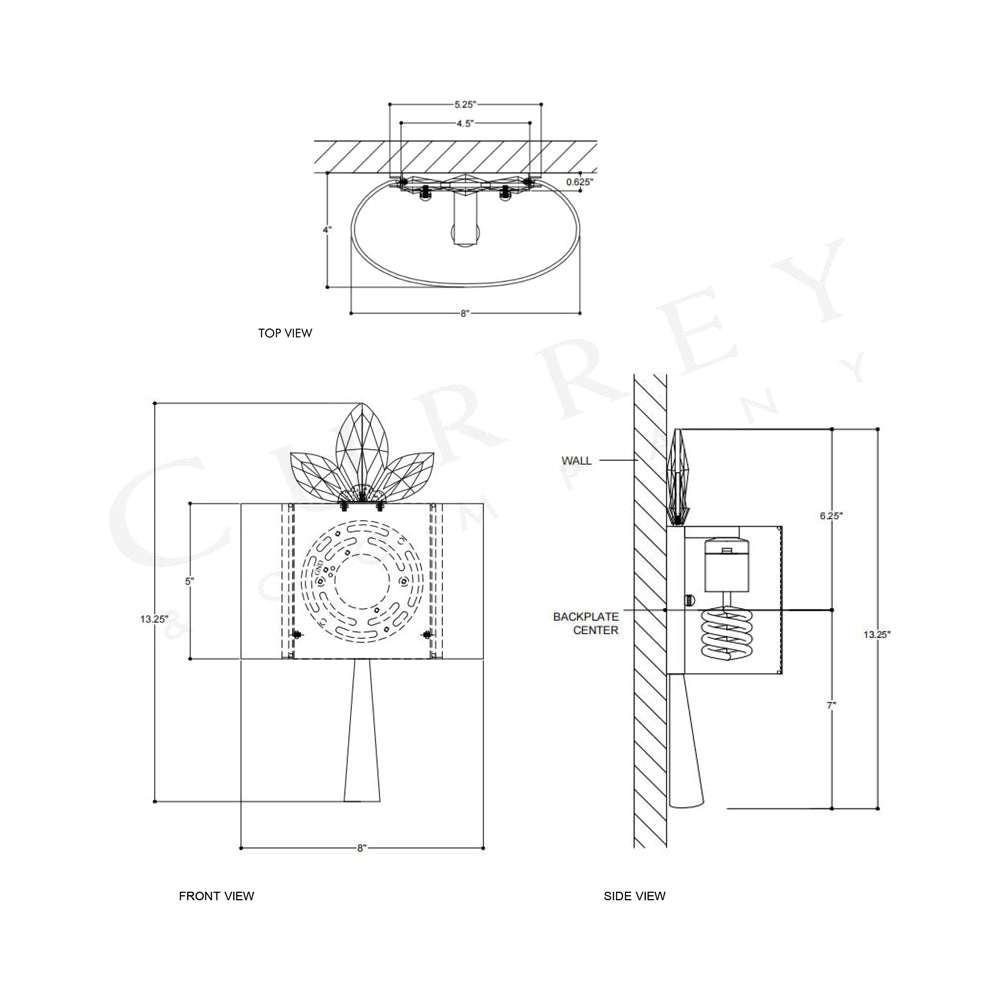 Trillium Wall Light - line drawing.