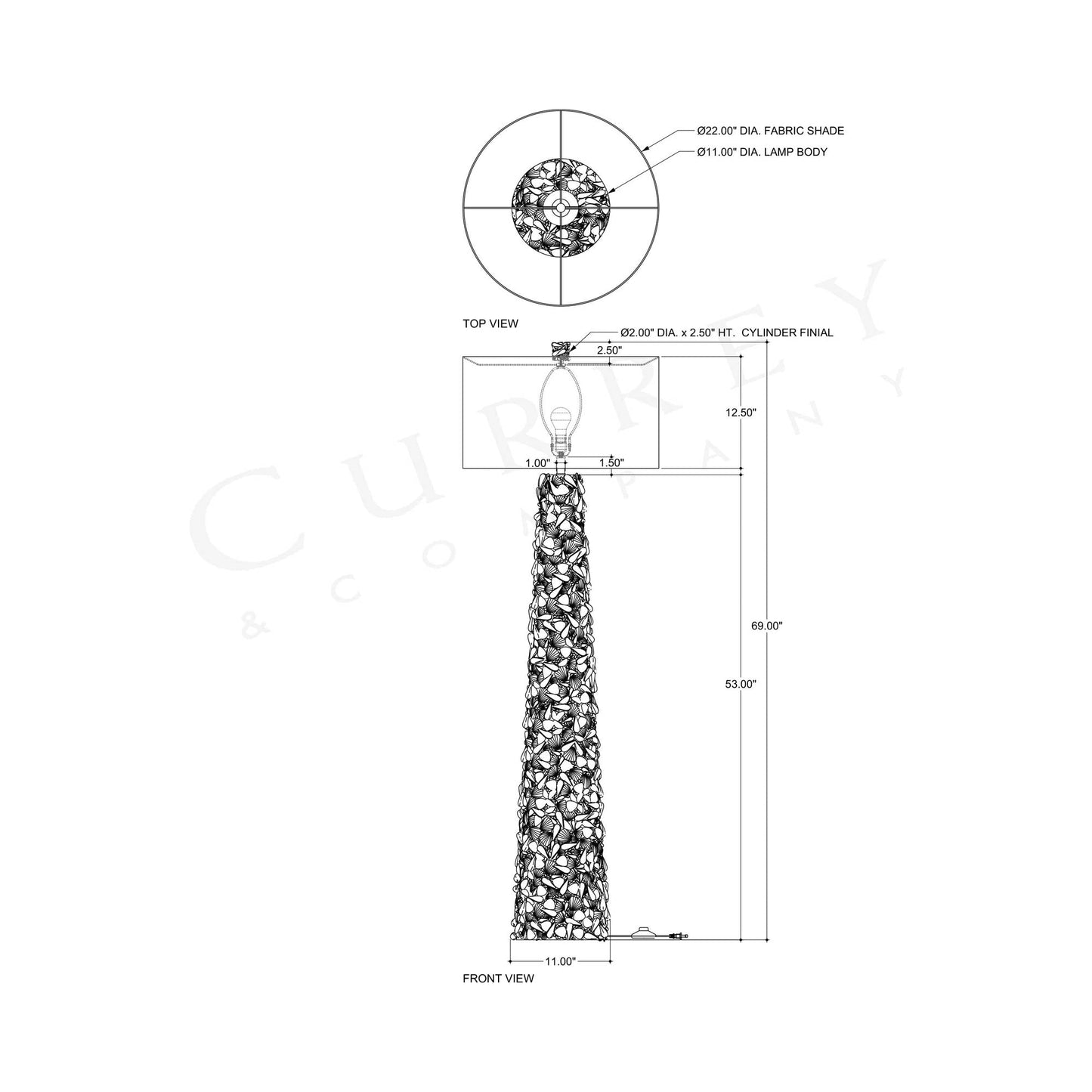 Turbinella Floor Lamp - line drawing.