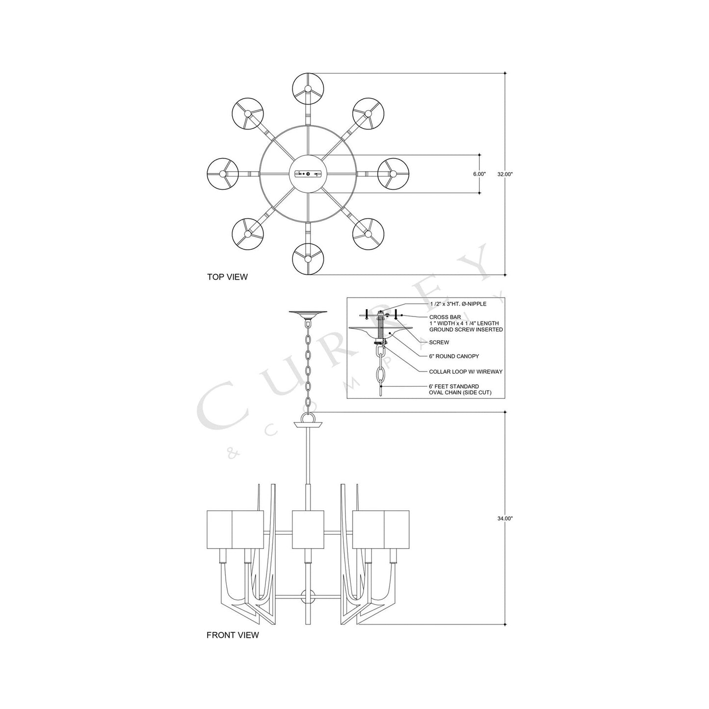 Umberto Chandelier - line drawing.