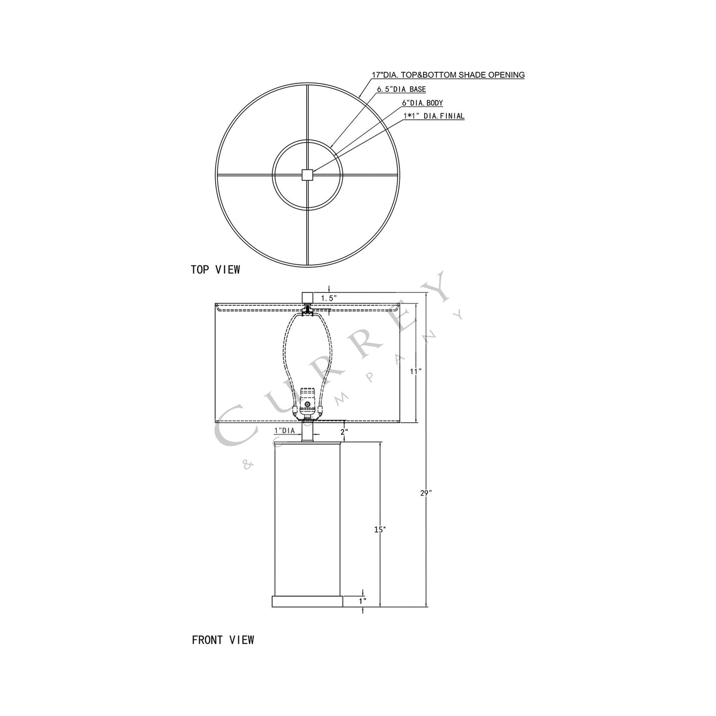 Verdure Cylinder Table Lamp - line drawing.