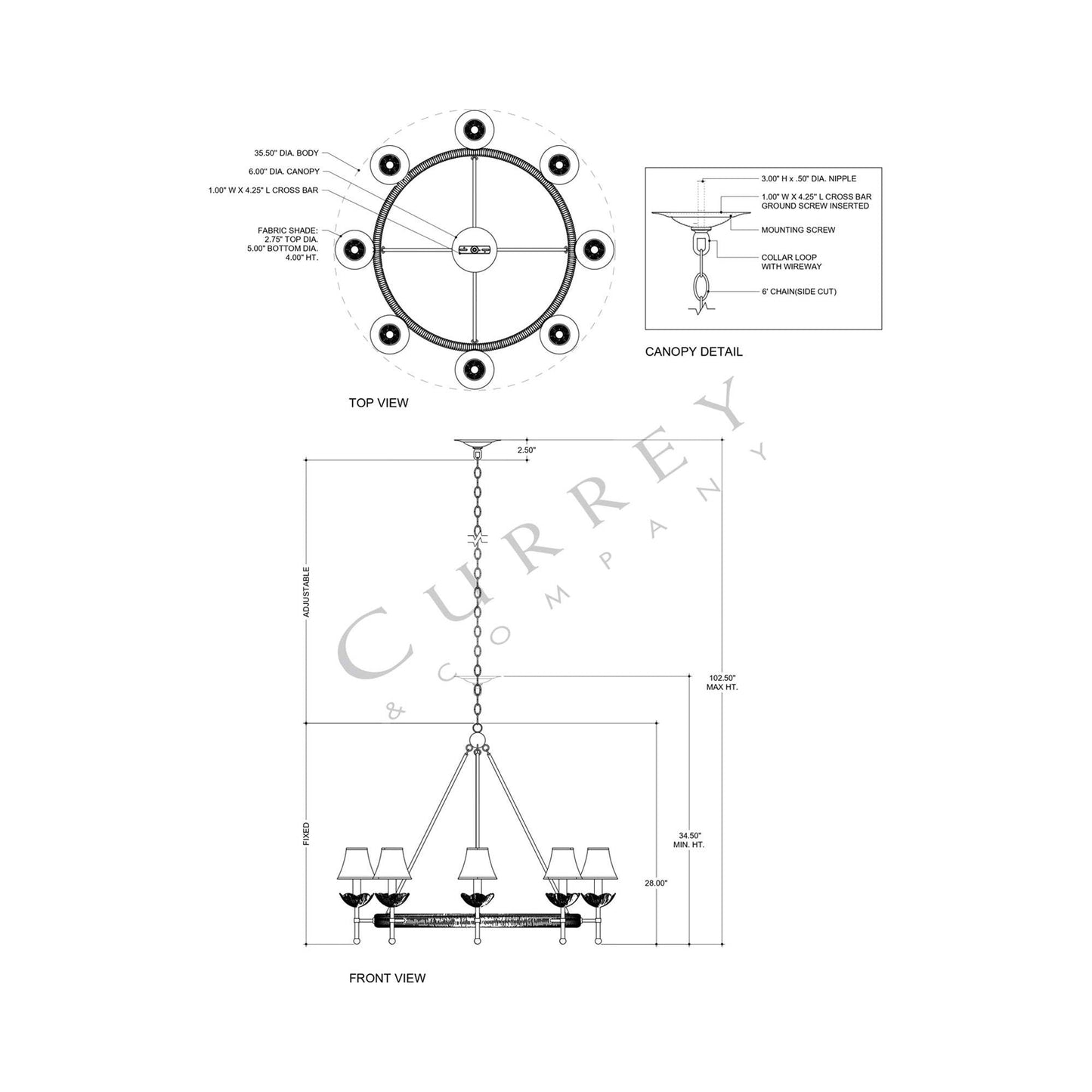 Vichy Chandelier - line drawing.